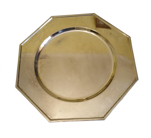 Magnífica Bandeja de Servicio Moderna de Acero Inoxidable Dorada, Diseño Indio Auténtico, para Eventos de Alta Gama, Ramadán - Product Image 1