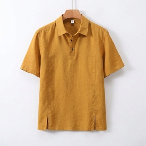 Chemise Homme en Lin 100% Style Italien, Couleur Unie, Vintage, Manches Courtes, Décontractée, pour Affaires, Fêtes et Vacances, Vente en Gros - Product Image 4