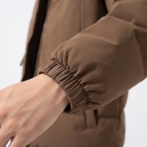 Chaqueta acolchada marrón con cuello alto para hombre, chaqueta acolchada cálida de invierno con cremallera completa, resistente al viento, informal, para exteriores, a la moda - Product Image 5