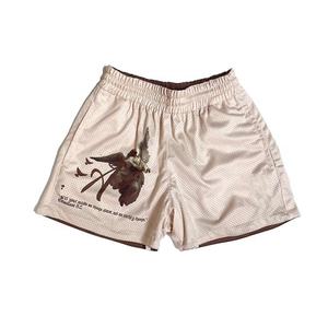 Men's Black Flame Print Basketball <b>Shorts</b> Mid Waist Drawstring Breathable Casual Eco-friendly Canvas Sublimation 50% Polyester - Product Image 2