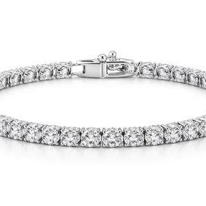 Pulsera de tenis Hip Hop de circonita de 3 mm, plata de ley 925 chapada en oro, con piedra redonda, joyería de regalo - Product Image 1