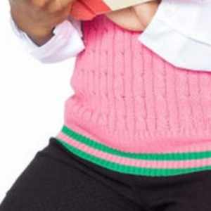 Pink Cable Knit Sweater <b>Vest</b> for Women Classic Sleeveless V Neck Pullover Casual Fashion Sorority Apparel Custom Logo - Product Image 3