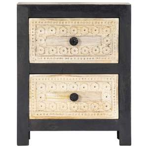 Mesitas de Noche de Madera de Mango Maciza y MDF en Gris y Natural - Product Image 4