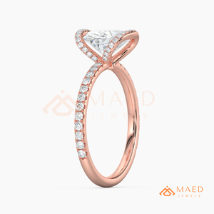14K Rose Gold Oval Cut Moissanite Halo Engagement Ring Pave Wedding Band Luxury Bridal Jewelry <b>Gift</b> for Her - Product Image 6