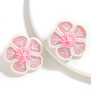 Wholesale Summer Elegant Bohemian Handmade Beaded Women's Pink Rice Beads <b>Sweet</b> <b>Flowers</b> Women's BY MULTI CRAFT - Product Image 1
