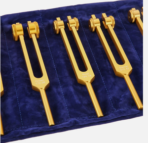 Ensemble de diapasons dorés, 7 pièces, instrument de musique de précision pour la thérapie sonore et l'ajustement de la tonalité, dans un étui en velours. - Product Image 3