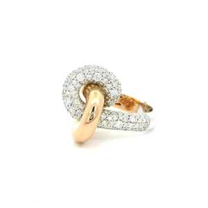 Lab Grown Diamond Interlocked Cocktail <b>Ring</b> Custom Round 14k 18k Solid Gold Statement Knot <b>Dome</b> Luxury Solitaire Band For Women - Product Image 5