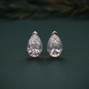 18K Solid Rose Gold Pear Cut Lab Grown Diamond Solitaire <b>Stud</b> <b>Earrings</b> Women Bridal <b>Fine</b> Jewelry Gift - Product Image 1