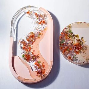 Elegant Resin Decorative Trays Stylish Oval and Round Shapes for Stylish Home <b>Decor</b> - Product Image 3