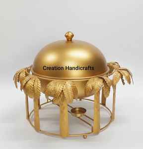 Calentador de comida tipo buffet con diseño de hoja en acero inoxidable de lujo, para uso en hoteles, cocinas y restaurantes. - Product Image 3