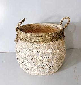 Cesta de Almacenamiento Multifuncional de Bambú Ecológica de Estilo Rústico Hecha en Vietnam, Cesta Decorativa Redonda - Product Image 6