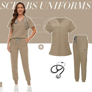 Uniformes Médicos Transpirables para Hombres Activos, Conjunto de Uniforme Sanitario 100% Algodón, Ropa de Enfermería para Clínica y Hospital, Duradera y Cómoda, con Logotipo Personalizado - Product Image 3