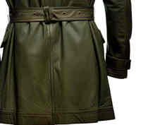 Damen Echtleder-Trenchcoat aus Schafsleder Schlanker Doppelreihiger Gürtel-Mantel Langer Wintermantel mit Taschen