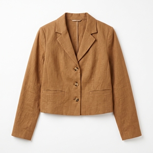 Women's Summer Cropped Genuine <b>Leather</b> Button <b>Blazer</b> <b>Jacket</b> Lightweight Casual OEM ODM Wholesale Factory Private Label Low MOQ - Product Image 3