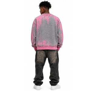 Pink Gray Tie Dye Sweatshirt With USA Graphic Print Men Relaxed Fit Sublimation Printed Apparel Adults Sweatshirts - Product Image 4