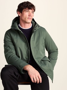 Chaqueta Parka con Capucha Verde Sólido para Hombre, Impermeable, con Cierre y Bolsillos con Solapa - Product Image 4
