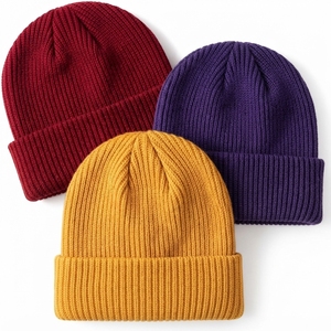 High Quality Custom Rib Knit Cuffed Unisex Adjustable Casual Winter Acrylic Skull Cap Woven Label OEM ODM Manufacturing - Product Image 5