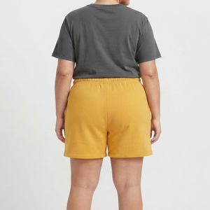 Shorts de survêtement amples en molleton 100 % coton pour femme grande taille, avec broderie effet usé et taille à cordon, décontractés pour l'hiver - Product Image 5