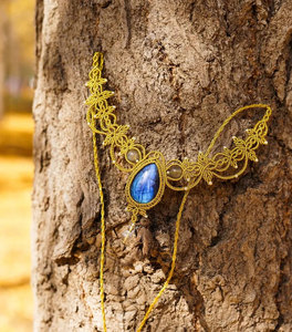 Handmade Macrame Labradorite <b>Necklace</b> Blue Flash Gemstone Boho Choker Adjustable Cord Artisan Jewelry <b>Statement</b> <b>Necklace</b> - Product Image 4