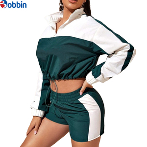 Conjunto de 2 Piezas Personalizado para Mujer, a la Moda, de Alta Calidad, Elástico, Impermeable, Unisex, Chaqueta Cortavientos de Nailon con Cremallera para Mujer - Product Image 1