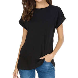 Camisetas Casuales de Manga Larga con Cuello en V para Mujer, de Alta Calidad, en Color Negro, Fabricadas a Medida - Product Image 4