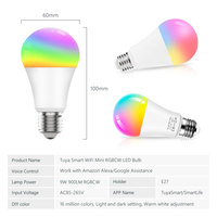 Nueva Versión Mejorada, Bombilla LED Inteligente WiFi Tuya de 9W, Mini RGBCW E27, con 16 Millones de Colores y Ajuste de Luz Blanca Cálida, PST-WFA19