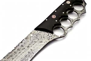 Couteau utilitaire artisanal en acier Damas orné à poignées multiples, manche en Micarta noir, pour DIY et OEM - Product Image 4