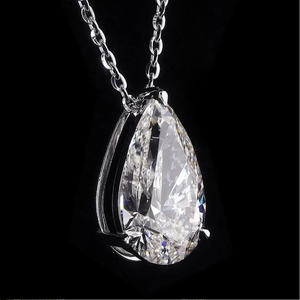Nouveau design, collier pendentif en forme de poire avec diamant de laboratoire, chaîne de fiançailles en or blanc - Product Image 2