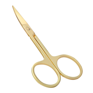 Premium Gold Titanium <b>Cuticle</b> <b>Scissors</b> Stainless Steel Fine Point Round Handle Straight Blade Professional Nail Care Beauty Tool - Product Image 1