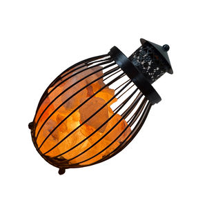 Himalayan Pink Salt Lamp Bowl with Metal Iron Basket Hand Carved Rock <b>Crystal</b> Night Light for Home and office Decor - Product Image 3