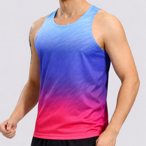 100% Polyester Running Tank <b>Top</b> Custom Thermal Sublimation Men Light Weight Fitness Tank <b>Tops</b> - Product Image 3