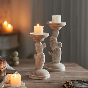 Portavelas de Madera Pulida Estilo Rústico - Ecológicos, Elegantes y Naturales para Navidad, Uso Diario y Ocasiones Especiales MULTI CRAFT - Product Image 6