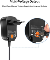 Alimentation universelle 12W 3V-12V 1A, adaptateur secteur AC/DC avec 8 prises DC pour haut-parleurs, caméras, lampes, tablettes