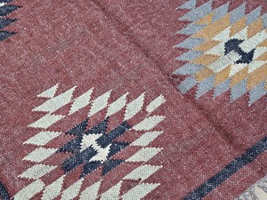 Alfombra Kilim Hecha a Mano con Patrón Geométrico, de Lana y Acrílico, Rectangular, Tejido Plano, para Pasillo - Product Image 5