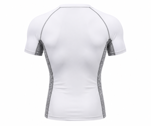 Camisetas de Compresión Blancas de Manga Corta para Hombre, Secado Rápido, Corte Ajustado, Cuello Redondo, Tejido de Lona Transpirable, 180g, Ropa Deportiva - Product Image 5