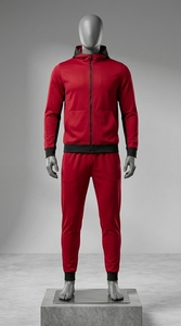 Wholesale Men Fleece Tracksuit Set Slim Fit Zipper Hooded Sweatshirt and Tapered Joggers Athletic Sportswear - Product Image 6