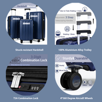 Valise trolley rigide personnalisée en ABS+PC durable avec serrure approuvée TSA et roues pivotantes silencieuses à 360° pour les voyages de vacances
