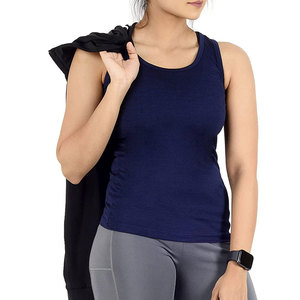 Women's <b>Navy</b> Blue Sleeveless Tank <b>Top</b> O-Neck Knitted Breathable Casual Wear Womens Fashion Tank <b>Top</b> Breathable Soft Fabric - Product Image 4