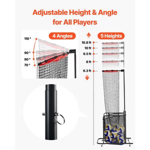 Rete da Allenamento Portatile con Ruote, Angolo e Altezza Regolabili, Attrezzatura per Allenamento di Pallavolo per Trainer - Product Image 3