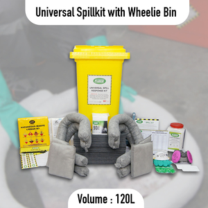 120L Universal Spill Kit with <b>Wheelie</b> <b>Bin</b> – Industrial Chemical Spill Containment Kit, Emergency Hazmat Spill Kit Manufacturer - Product Image 2