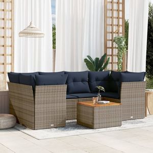 Ensemble de canapés de patio en polyrotin gris 7 pièces avec coussins, meubles d'extérieur durables - Product Image 1