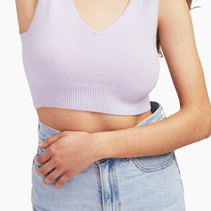 Top Corto Halter de Punto Blanco para Mujer, Color Personalizado, Informal, Transpirable, de Spandex, Algodón y Lona, de Secado Rápido - Product Image 5