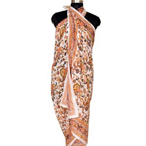 Hot Selling Indian Paisley Block Printed Sarong Cotton <b>Woman</b> <b>Head</b> Scarf Handmade Beach <b>Cover</b> Ups Scarves White Pareo Wholesale - Product Image 4