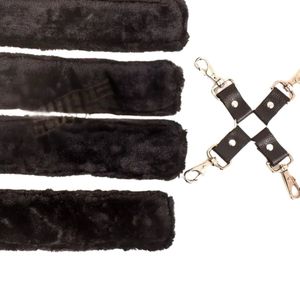 Blue Faux Fur Restraints With Metal Buckles And <b>Locks</b> For Wrist And Ankle - Product Image 6