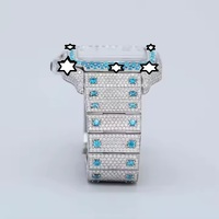 Montre bleue sertie de pierres, chiffres romains, carrée, mécanique, pour homme, style hip-hop, luxe, moissanite