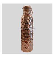 Botella de Agua de Cobre Hecha a Mano, Moderna, para Hidratación Diaria, Estilo Ecológico, Viajes, Diseño Artístico, Apta para Adultos