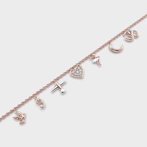 Bracelet avec pendentif en forme de cœur en or jaune/blanc/rose 14 carats avec diamant cultivé en laboratoire, bijou chaîne - Product Image 5