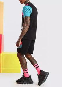 Conjunto de ropa deportiva para hombre, conjunto de 2 piezas de camiseta y pantalones cortos de Color a rayas, chándal de verano, 2021 - Product Image 4