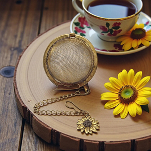 Multifunctional Strainer Mesh Design <b>Tea</b> <b>Infuser</b> Reasonable Price Brass Made Gold Color Kitchen Food Sieve with Sturdy Handle - Product Image 6