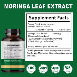 Cápsulas de Moringa Oleifera 100% Pura de Marca Privada, 500 mg, para Apoyo Inmunológico, Sin Gluten y Veganas, para Hombres y Mujeres - Product Image 2